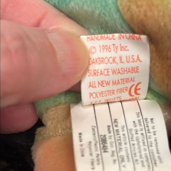 TY Beanie Baby Original 1996 Peace Bear Tie-Dye Rainbow w/ Swing Tag & Tush Tag - Picture 8 of 10